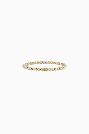 Sydney Evan Gold & Turquoise Scallop Rondelle Bracelet - Yellow/ Silver