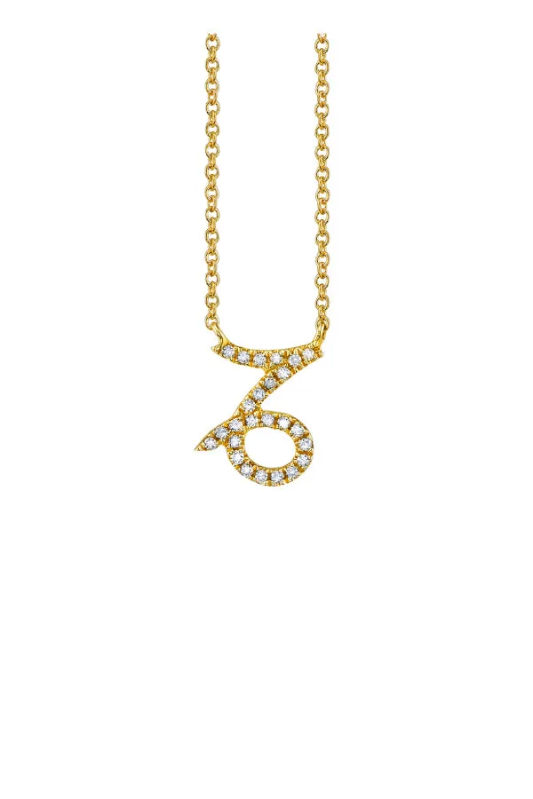 Sydney Evan Pave Capricorn Charm Necklace - Yellow Gold