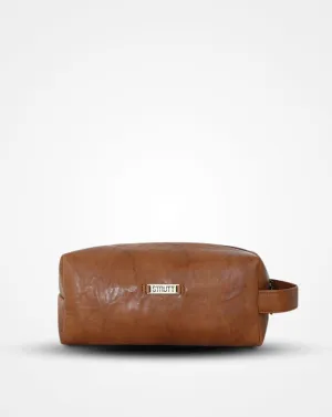 The Crushed Tan Leather Travel Toiletry Bag II DOPP Kit