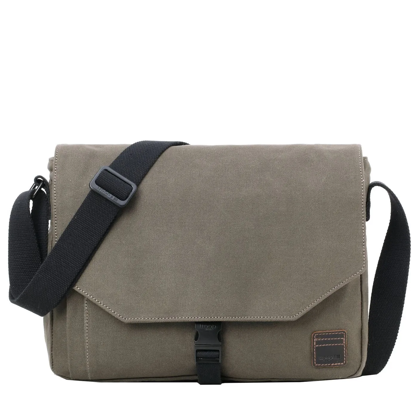 Troop London Canvas Laptop Messenger Bag Olive