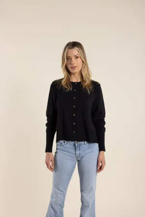 Two T's - Wool Cropped Cardigan Black