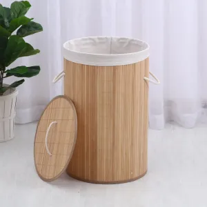 USHA SHRIRAM Bamboo Laundry Basket | 72 L | Foldable Laundry Basket for Clothes with lid | Sustainable & Eco-Friendly Laundry Bag | Cloth Basket for Laundry | Natural Bamboo, Pack of 1