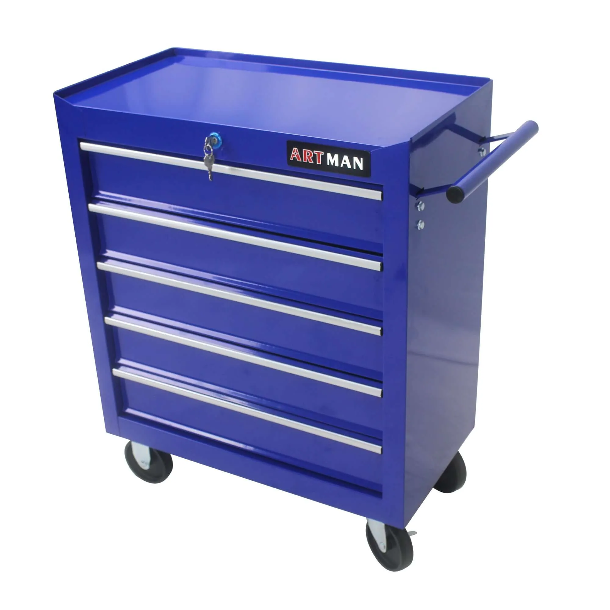 Versatile Blue Tool Organizer Cart with 5 Drawers and Wheels