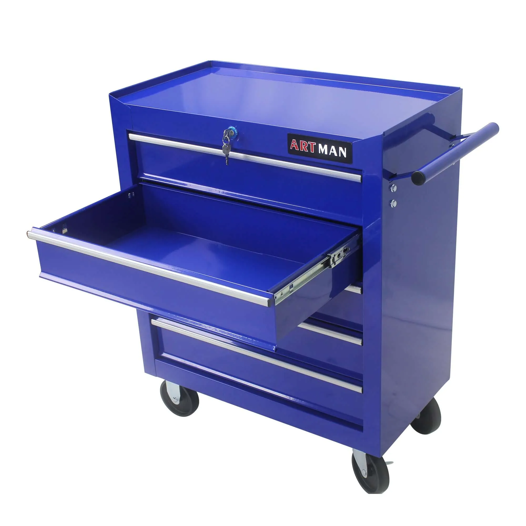 Versatile Blue Tool Organizer Cart with 5 Drawers and Wheels