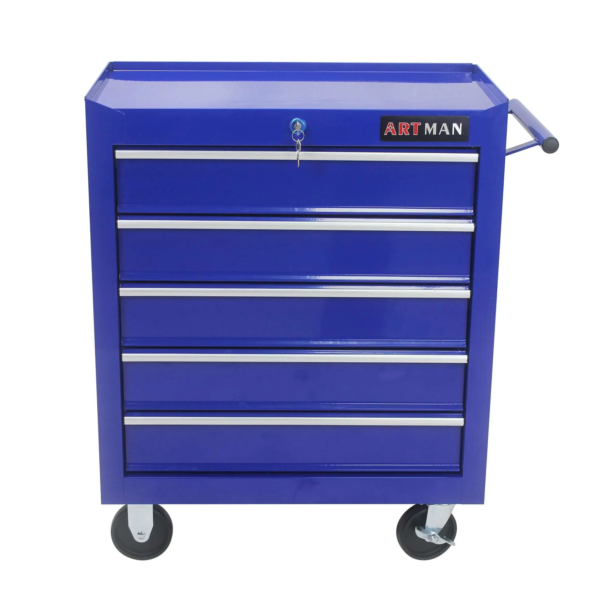 Versatile Blue Tool Organizer Cart with 5 Drawers and Wheels