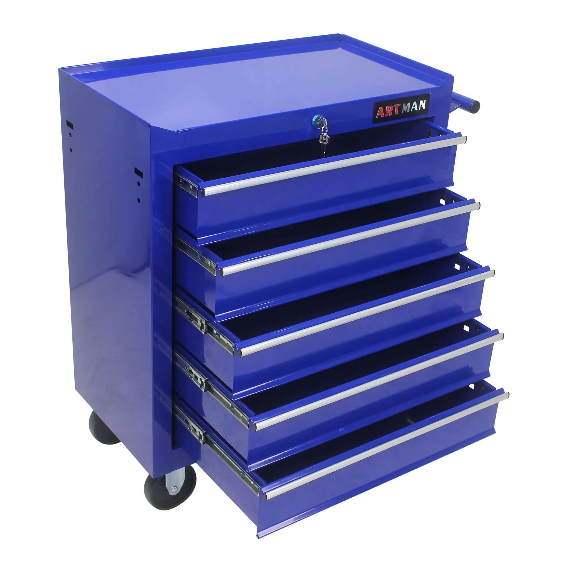 Versatile Blue Tool Organizer Cart with 5 Drawers and Wheels