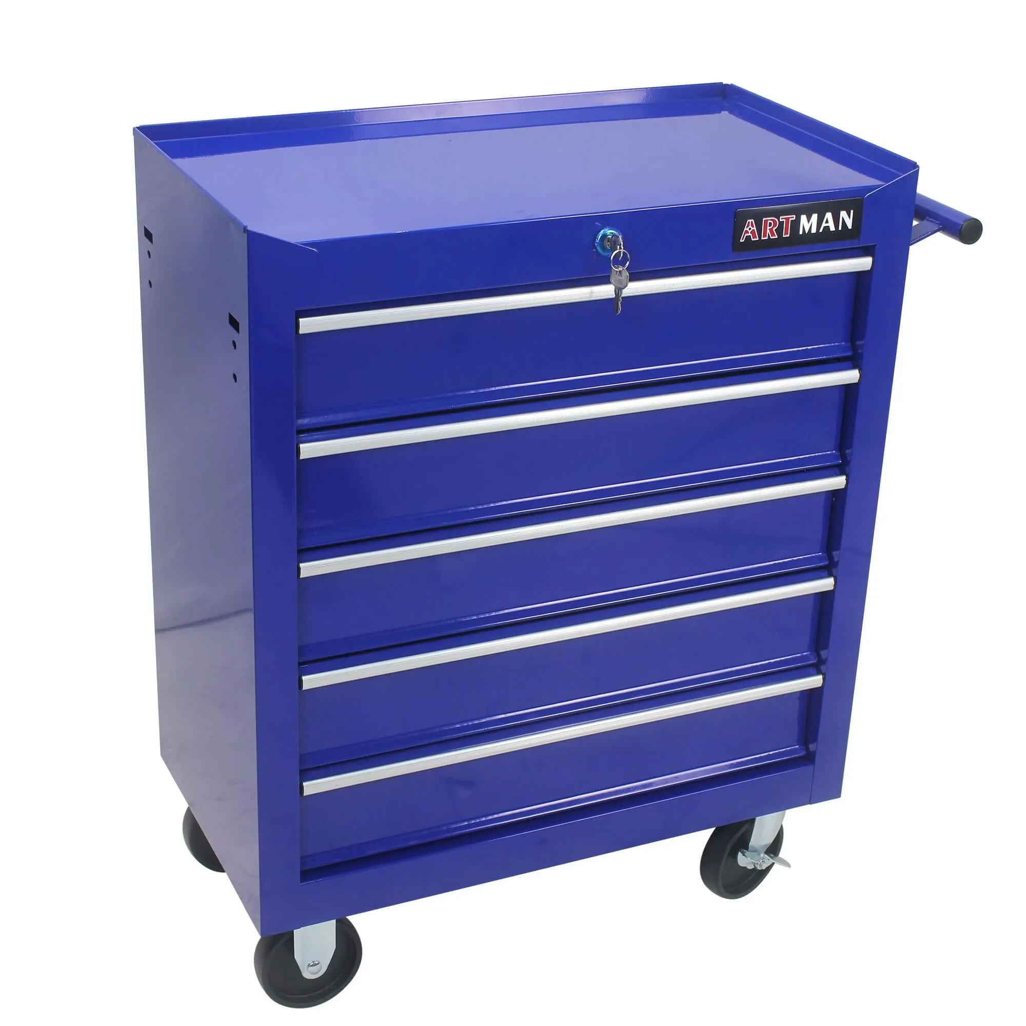 Versatile Blue Tool Organizer Cart with 5 Drawers and Wheels