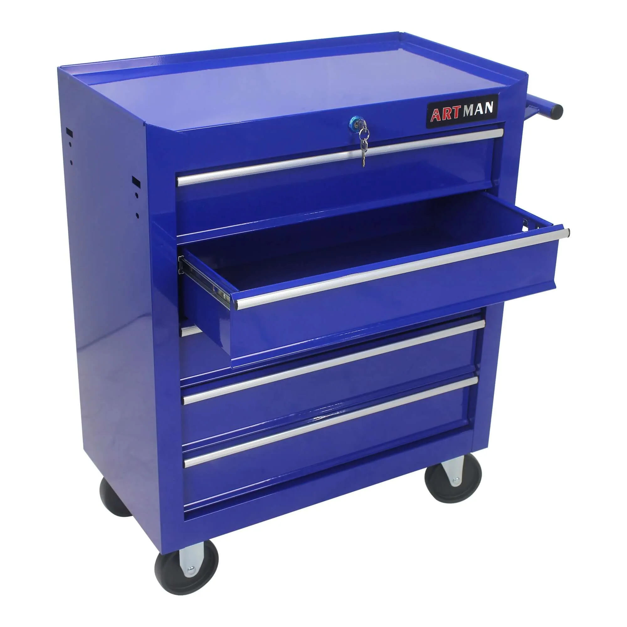 Versatile Blue Tool Organizer Cart with 5 Drawers and Wheels