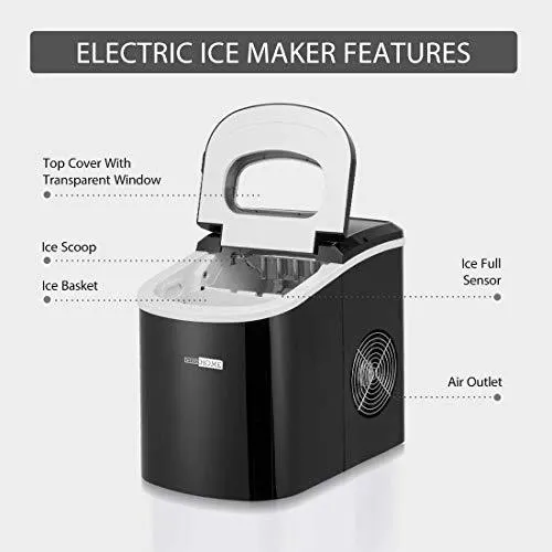 VIVOHOME Electric Portable Compact Countertop Automatic Ice Cube Maker Machine 26lbs/day Black