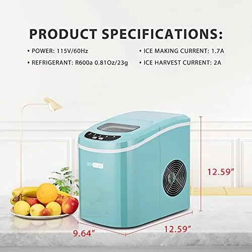 VIVOHOME Electric Portable Compact Countertop Automatic Ice Cube Maker Machine 26lbs/day Light Green