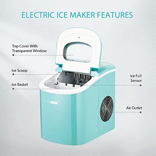 VIVOHOME Electric Portable Compact Countertop Automatic Ice Cube Maker Machine 26lbs/day Light Green