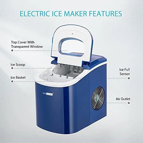 VIVOHOME Electric Portable Compact Countertop Automatic Ice Cube Maker Machine 26lbs/day Navy Blue