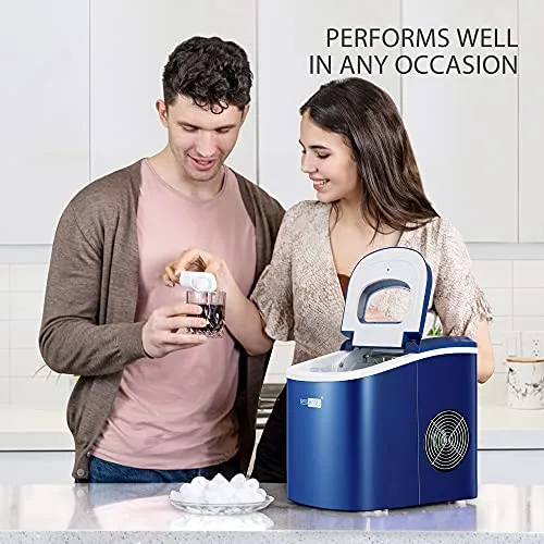 VIVOHOME Electric Portable Compact Countertop Automatic Ice Cube Maker Machine 26lbs/day Navy Blue