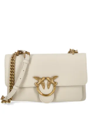 White Leather Grained Texture Shoulder Bag