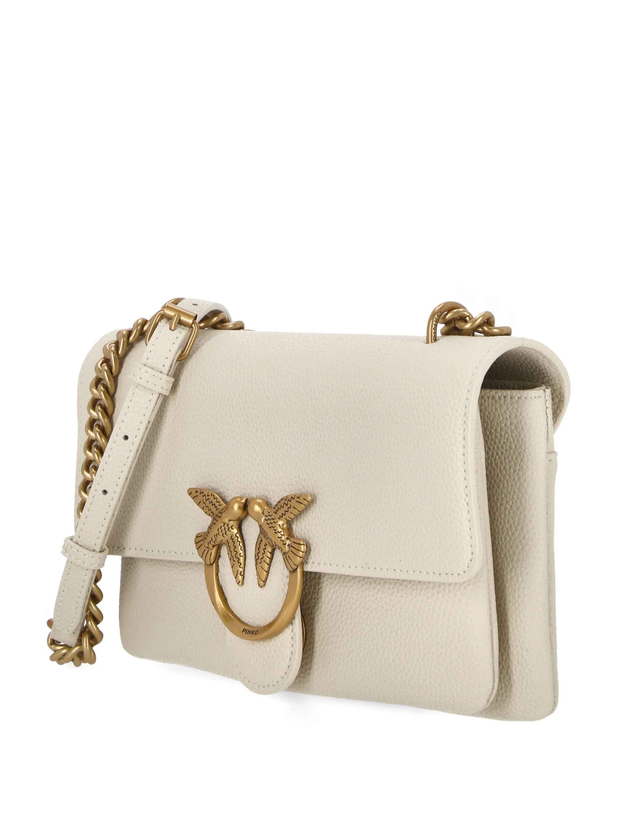 White Leather Grained Texture Shoulder Bag