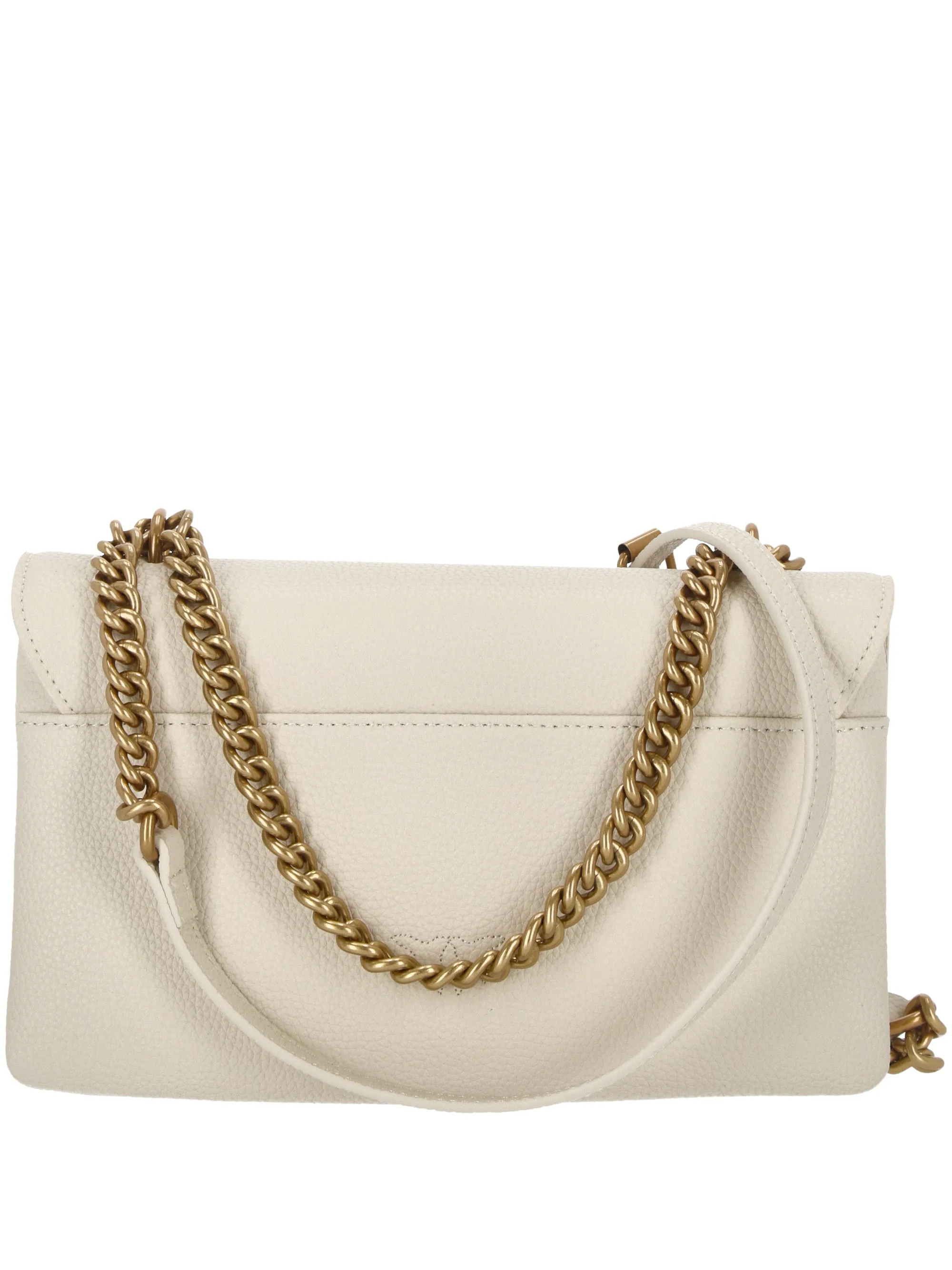 White Leather Grained Texture Shoulder Bag