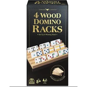 Wood Domino Racks Set of 4 Trays for Mexican Train and Other Dominoes Games F