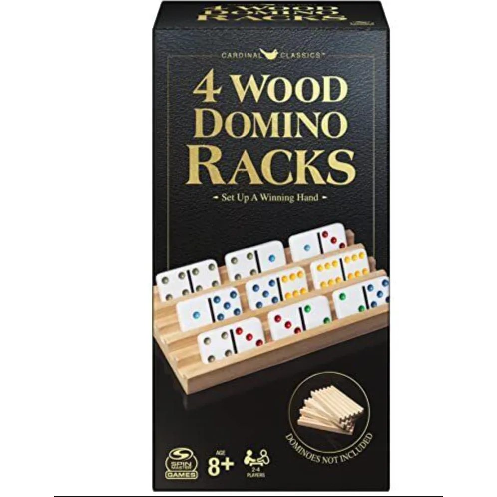 Wood Domino Racks Set of 4 Trays for Mexican Train and Other Dominoes Games F