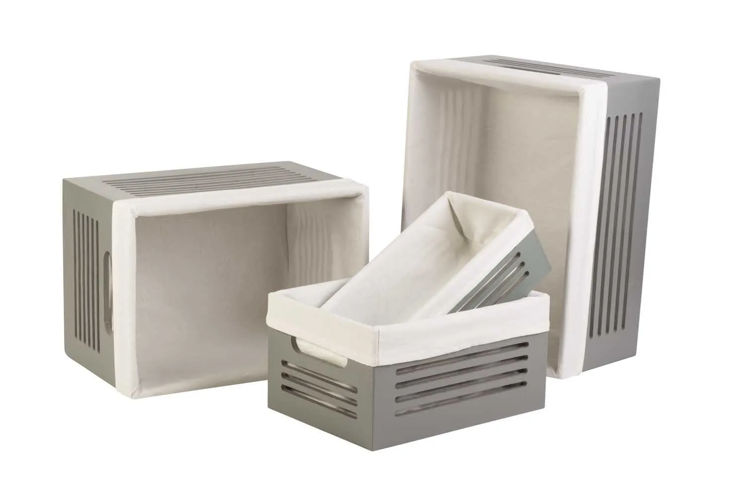 Wooden Gray Storage Bins - Large