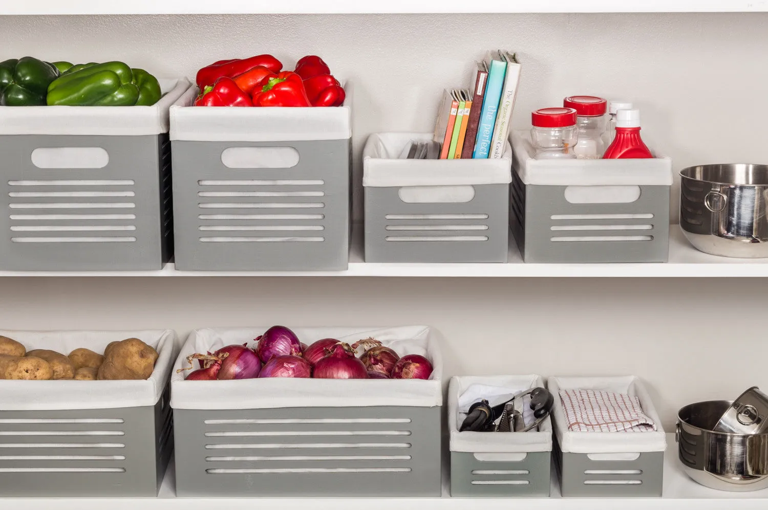 Wooden Gray Storage Bins - Large