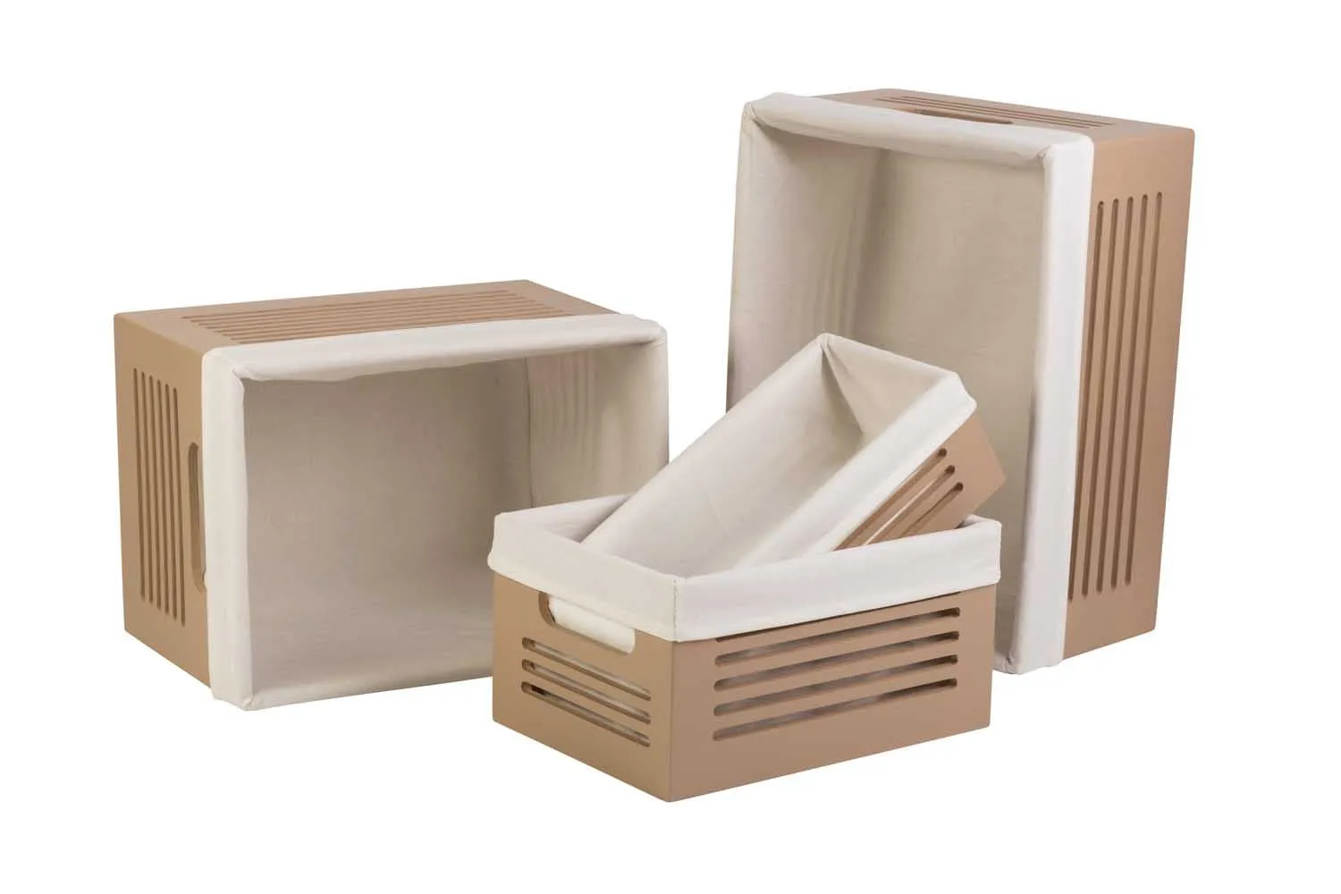 Wooden Tan Storage Bins - Small