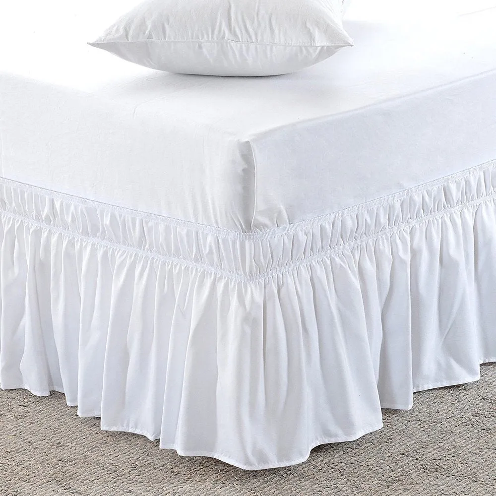 Wrap Around Bed Skirt 15" Elastic Dust Ruffle