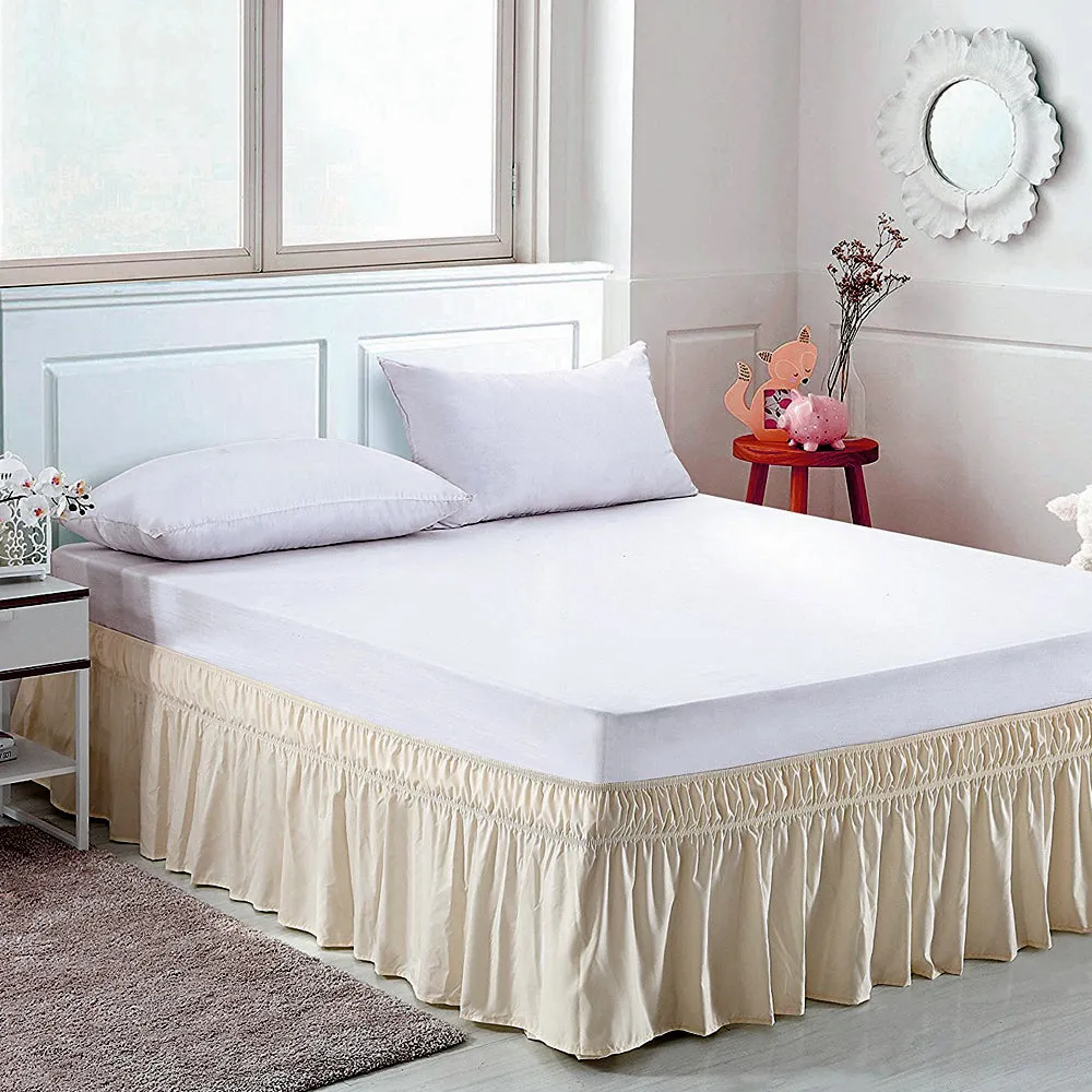 Wrap Around Bed Skirt 15" Elastic Dust Ruffle