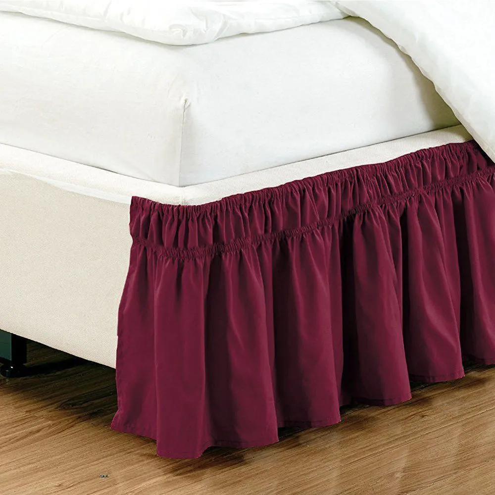 Wrap Around Bed Skirt 15" Elastic Dust Ruffle