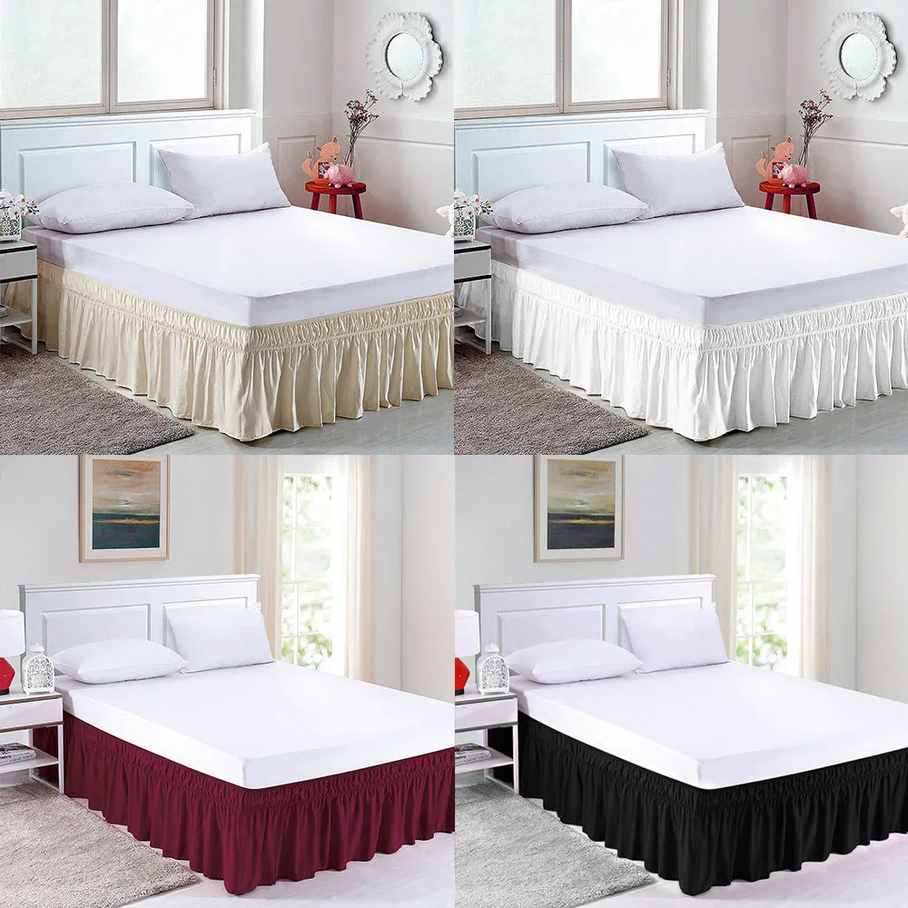 Wrap Around Bed Skirt 15" Elastic Dust Ruffle