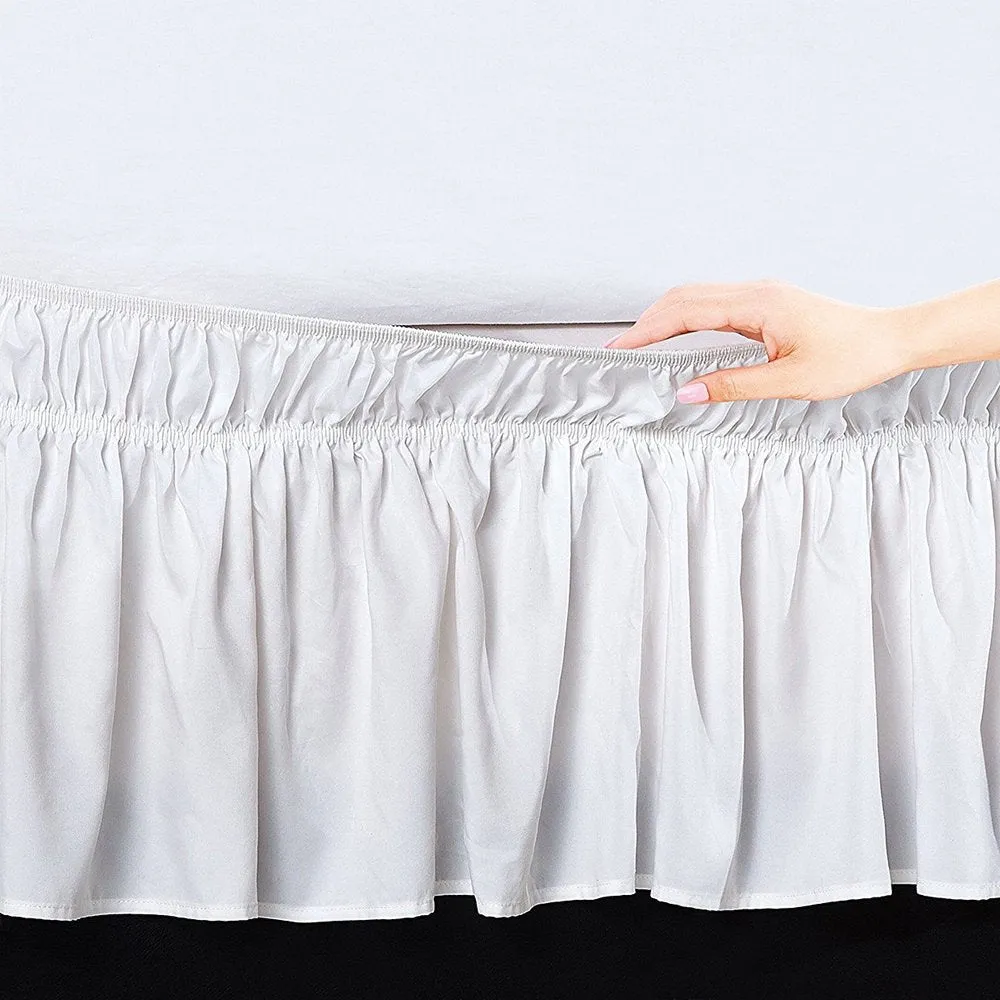 Wrap Around Bed Skirt 15" Elastic Dust Ruffle