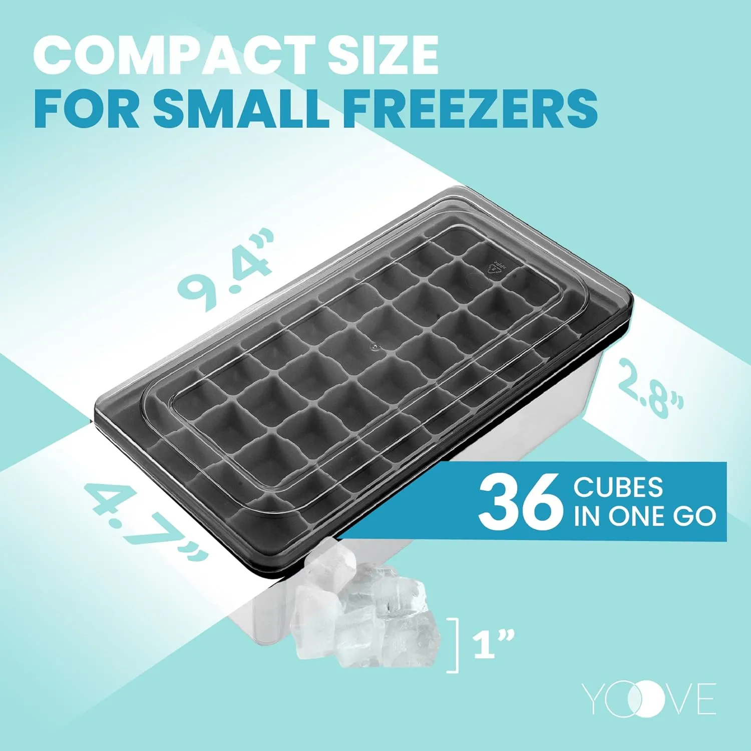 Yoove 36 Nugget Ice Cube Tray With Lid & Bin